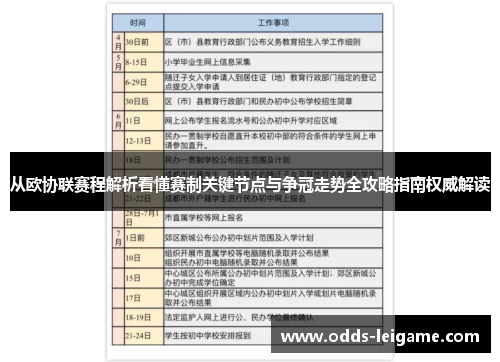 从欧协联赛程解析看懂赛制关键节点与争冠走势全攻略指南权威解读